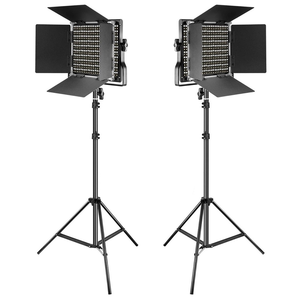 NEEWER 2 Pack NL660 Bi-Color 660 LED Light & Stand Kit + 4 Battery Packs